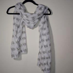 Old Glory Owl Repeat All-Over Scarf White